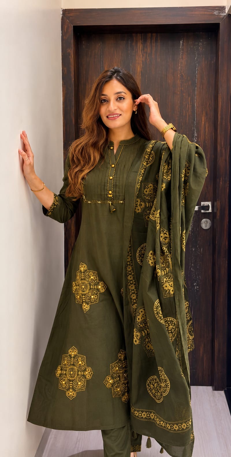 Printed pure cotton suit
