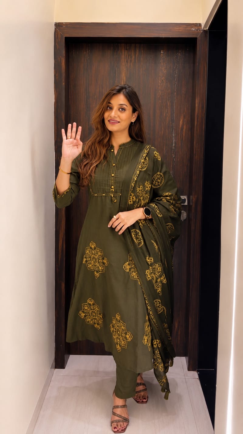 Printed pure cotton suit