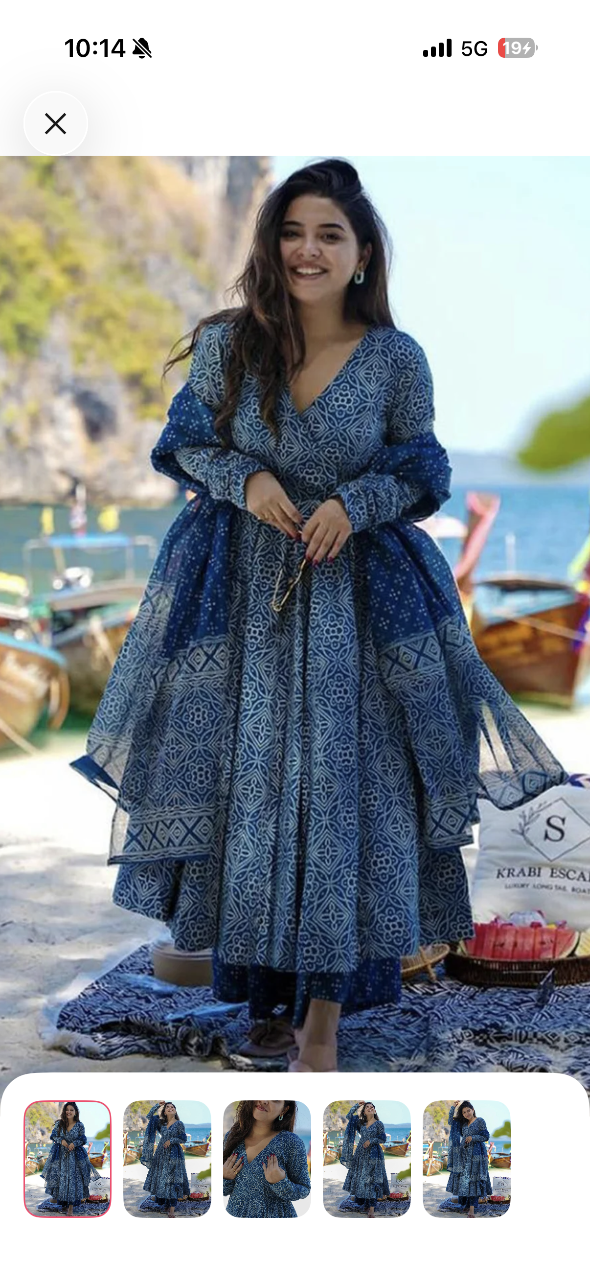 Blue Anarkali Kurti Set