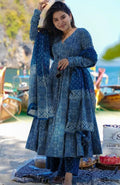 Blue Anarkali Kurti Set