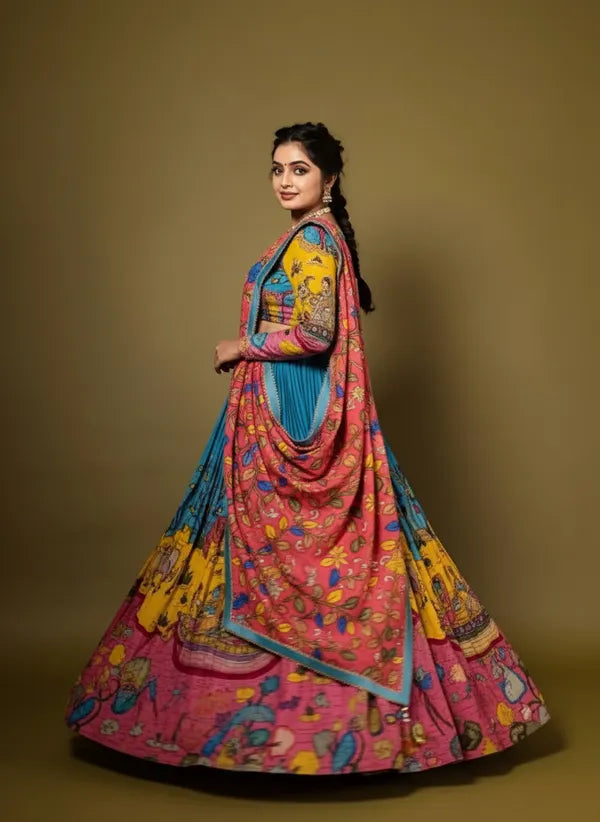 Vibrant Printed Anarkali Gown with Designer Dupatta